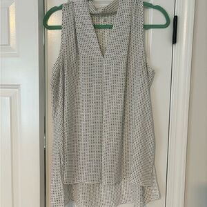 Spense Gray and White Asymmetrical Sleeveless Blouse